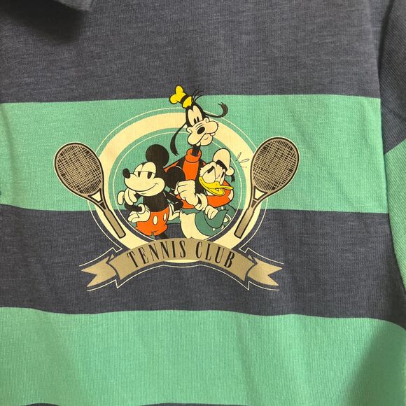 Disney Polo Shirt‎ Unisex Medium Blue Green Short Sleeve Tennis Club - Picture 2 of 4